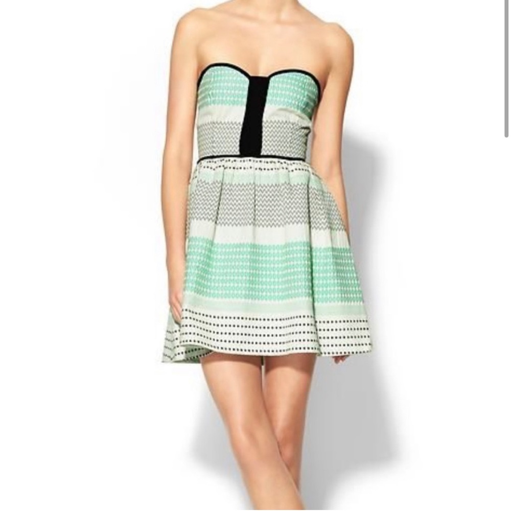 Ella Moss Zan Quilted Spring Tea Dress Strapless Embroidered Size Small